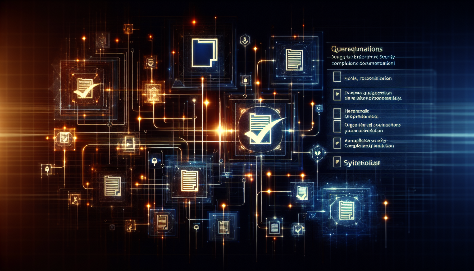 Abstract visualization of security documentation and compliance frameworks