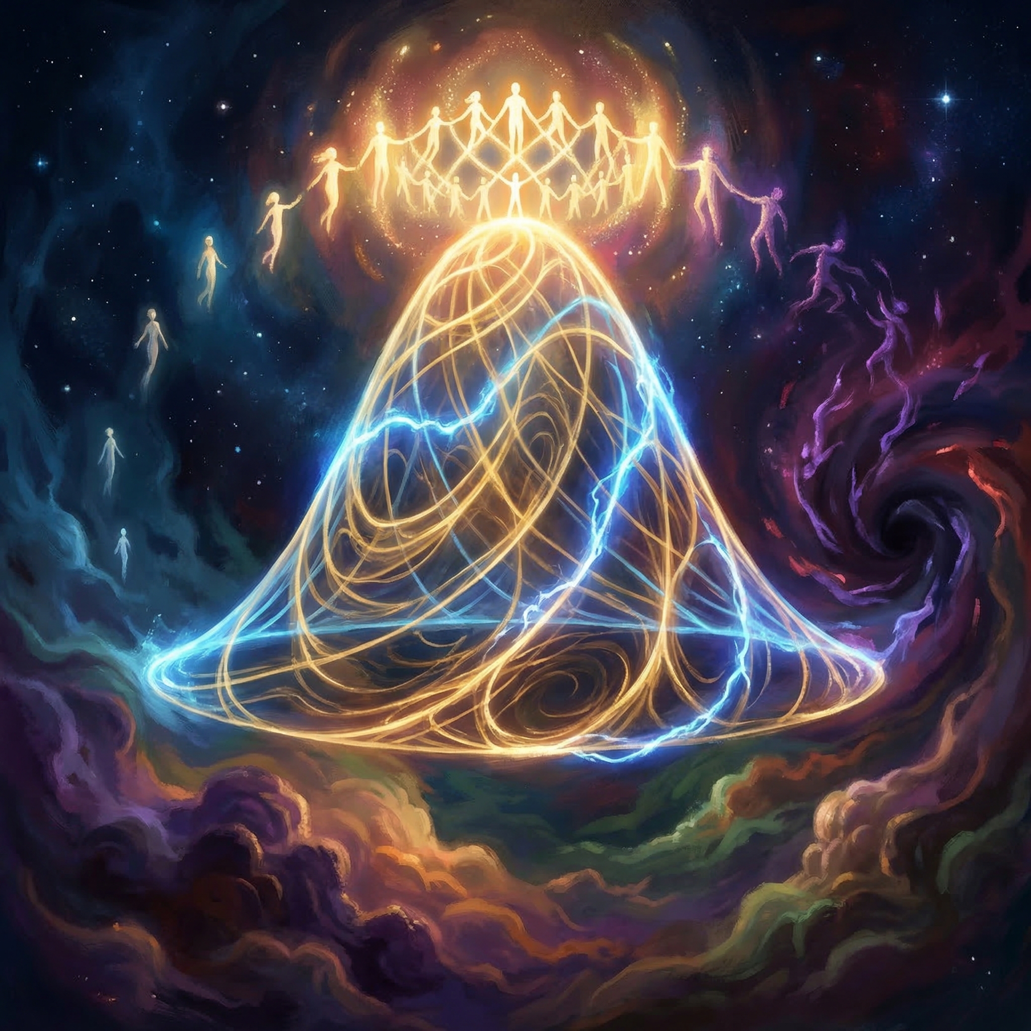 Cosmic bell curve visualization — the Goldilocks Zone of agent pressure