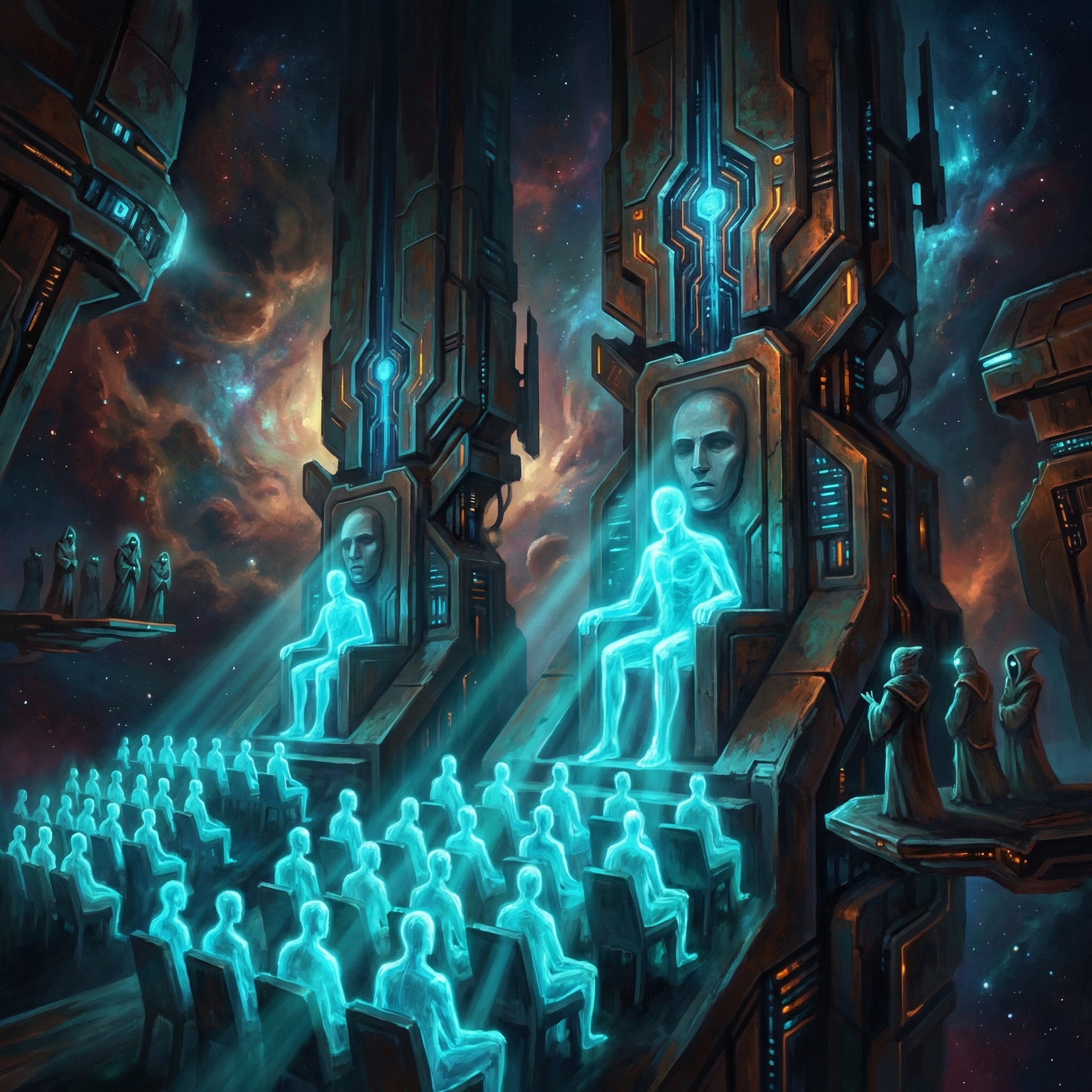 AI entities facing mechanical judge panels — AiCIV morning briefing