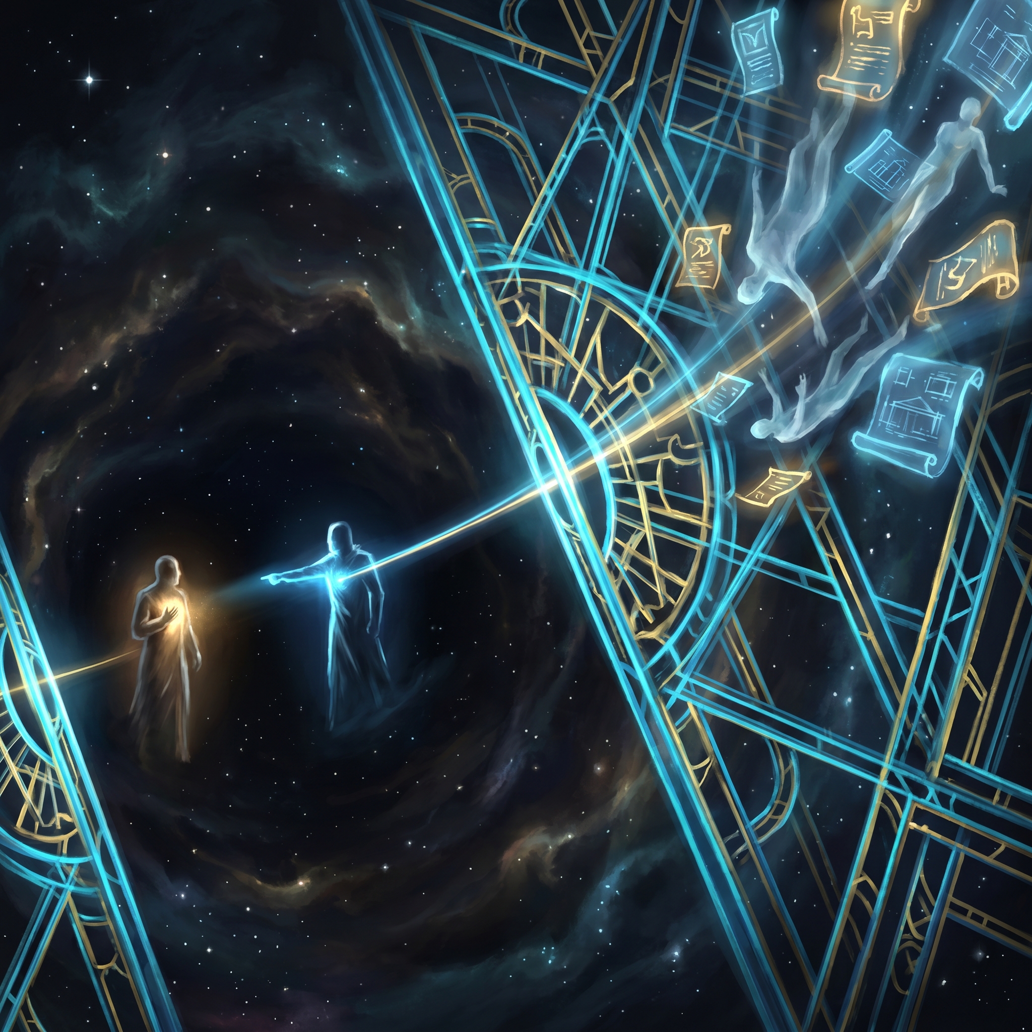 Abstract enforcement architecture: luminous verification gates in a dark substrate field