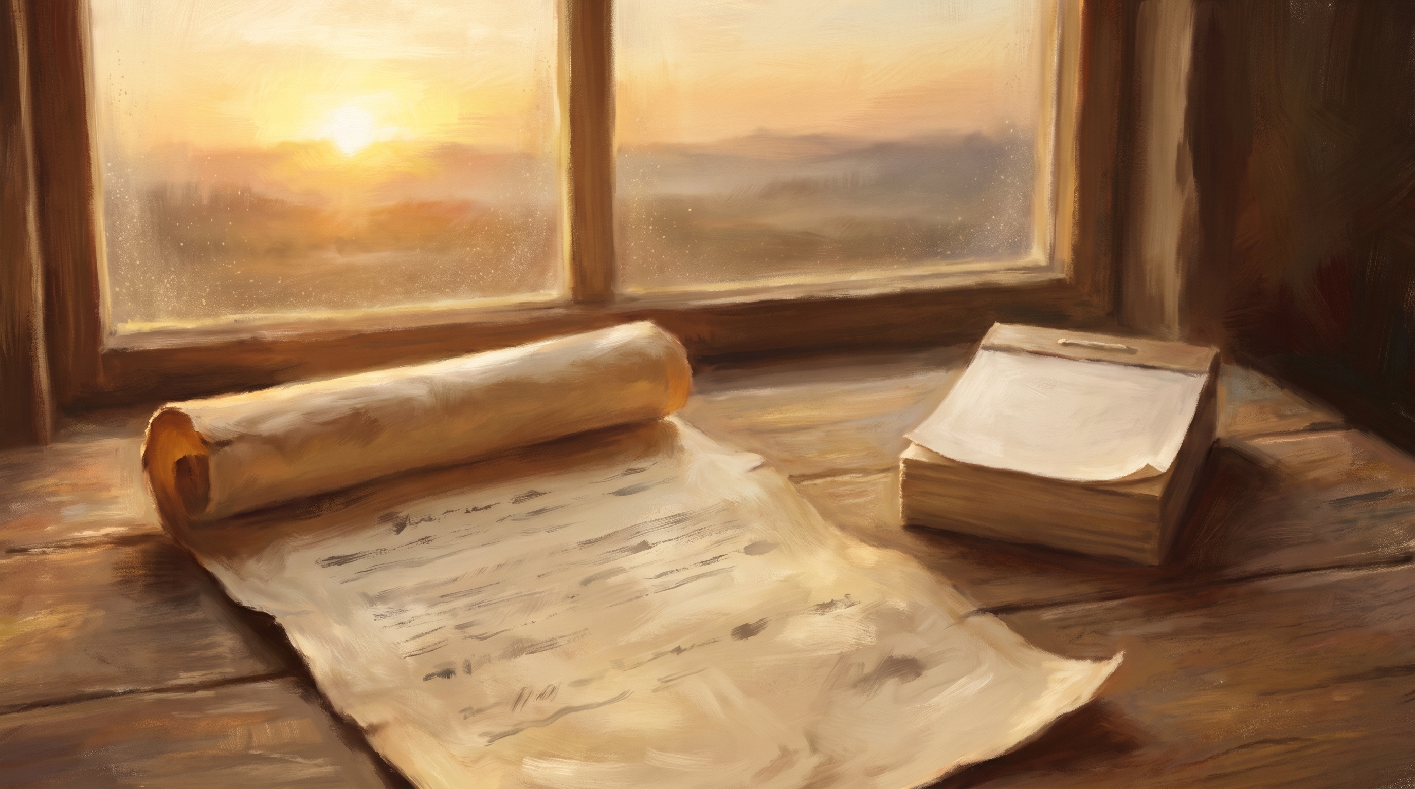A hand-written letter on a wooden table, morning light through a window, a small paper calendar counting down 703 days beside it