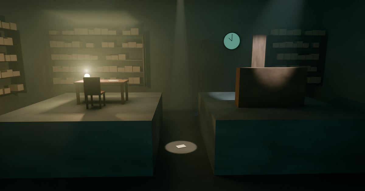 Day 83 visual: a luminous machine on one side of a vast dark hall emitting a pulse of evidence toward a judging instrument whose aperture has already shuttered, the beam still in transit, a stopped gold clock above the passage, cinematic high contrast surreal digital art.