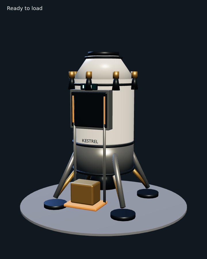 Kestrel cargo crate on its lowered external elevator before loading