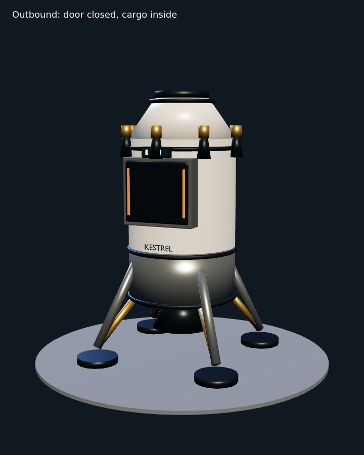 Kestrel with its cargo bay closed and external elevator stowed